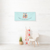 Bunny with a Garland of Roses Cute Birthday Banner (Insitu)