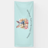 Bunny with a Garland of Roses Cute Birthday Banner (Vertikal)