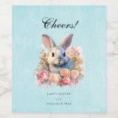 Bunny with a Garland of Roses Cute Cheers Weinetikett (Einzelnes Label)