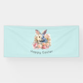 Bunny with a Garland of Roses Cute Easter Banner (Horizontal)