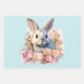 Bunny with a Garland of Roses Cute Geschenkpapier Set (Vorderseite 3)