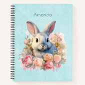 Bunny with a Garland of Roses Cute Notizblock (Vorderseite)