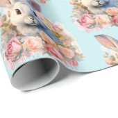Bunny with a Garland of Roses Cute Pattern Geschenkpapier (Rolleneckpunkt)