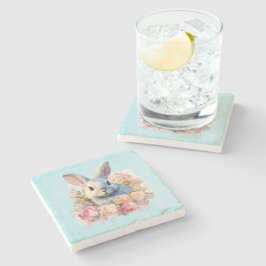 Bunny with a Garland of Roses Cute Steinuntersetzer