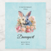 Bunny with a Garland of Roses Cute Wine Making Weinetikett (Einzelnes Label)