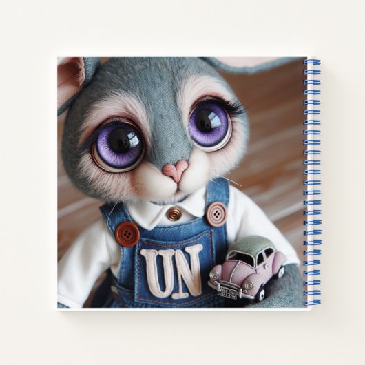 Bunny with a Toy Car in Denim Overalls   Notizblock (Rückseite)