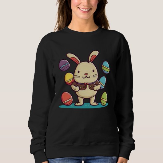 Bunny With Eggs Christian Easter Sweatshirt (Vorderseite)