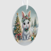 Bunny with Holly Crown & Candle Glow Ornament (Vorderseite)