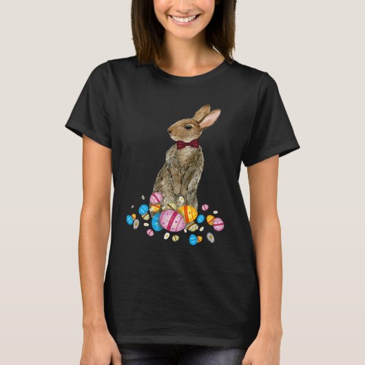 Bunny With Necktie Happy Easter Sayings Egg Cute B T-Shirt (Vorderseite)