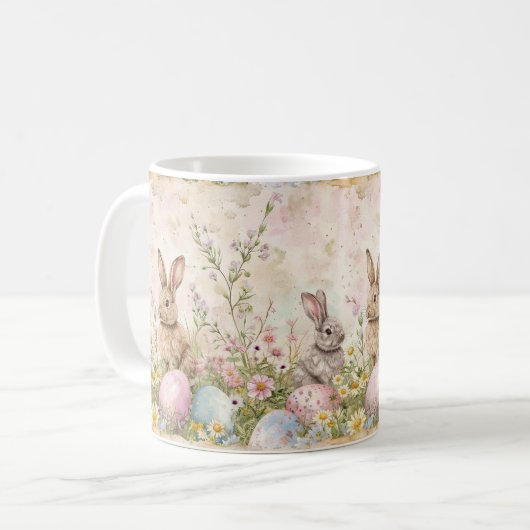 Bunny Wonderland Schätze: Florale Fantasy Edition Kaffeetasse (Vorderseite Links)