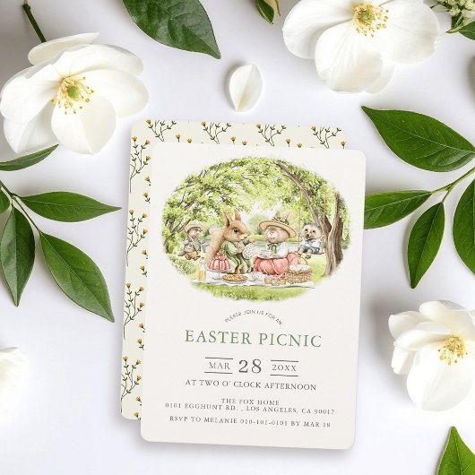 Bunny Woodland Animals Easter Picnic Einladung