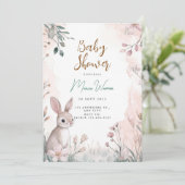 Bunny Woodland Babydusche Einladung (Stehend Vorderseite)