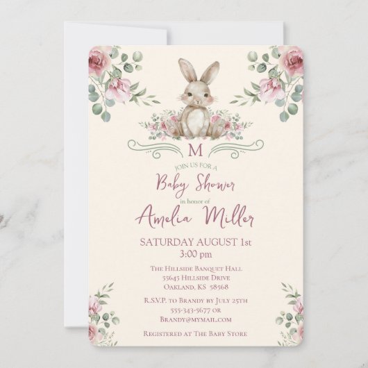 Bunny Woodland Forest Animal Water Einladung (Vorderseite)