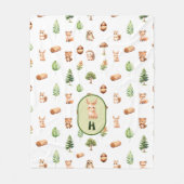 Bunny Woodland Watercolor Animals Pattern Baby Fleecedecke (Vorderseite)