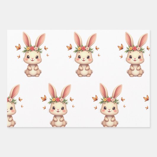 Bunny Wrapping Paper Geschenkpapier Set (Vorderseite)