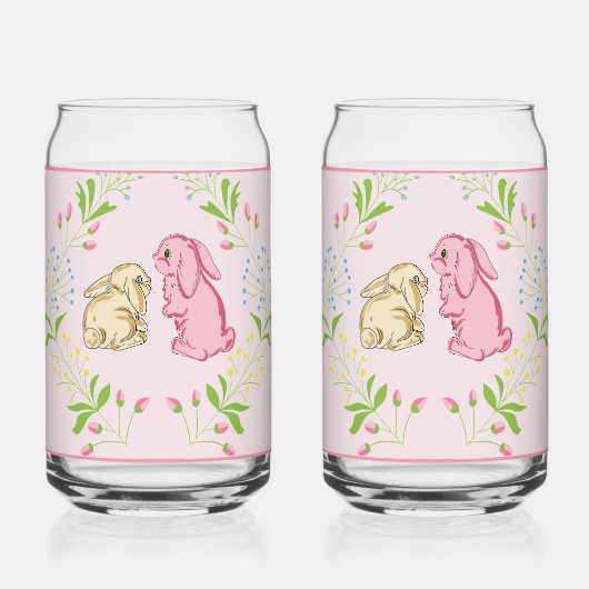 Bunny Wreath Pink Glass Dosenglas (Vorderseite)