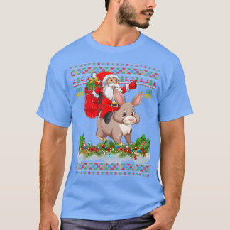 Bunny Xmas Pajamas Ugly Santa Riding Bunny Weihnac T-Shirt
