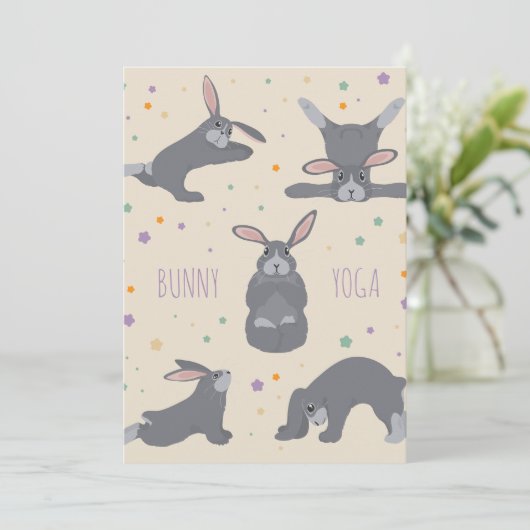 Bunny Yoga Einladung (Stehend Vorderseite)