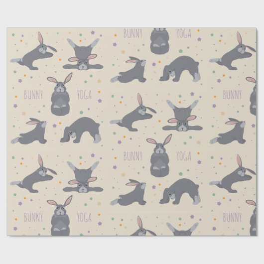 Bunny Yoga Pose Übung Tierumhüllungspapier Geschenkpapier (Flach)