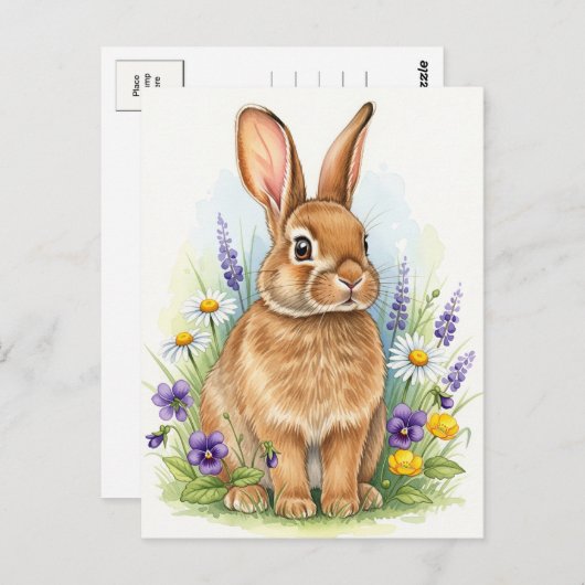 Bunny Young Hare Baby Rabbit Wild Animals Postcard Postkarte (Vorne/Hinten)