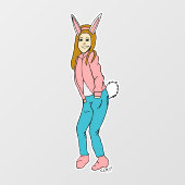 Bunnygirl Fensteraufkleber (Blatt)