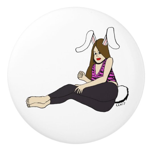 Bunnygirl Keramikknauf (Vorderseite)