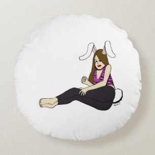 Bunnygirl Rundes Kissen