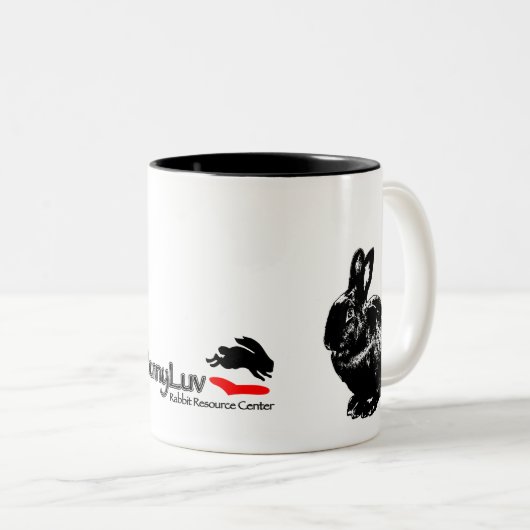 BunnyLuv schwarze Kaninchen-Tasse Zweifarbige Tasse (VorderseiteRechts)