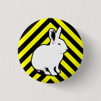 BunnyLuv Schwarzes, Gelb und Häschen-Knopf Button