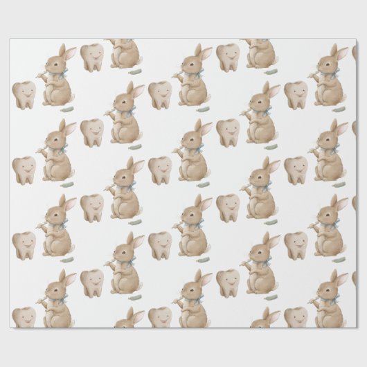 Bunny's boy First Tooth Party Geschenkpapier (Flach)