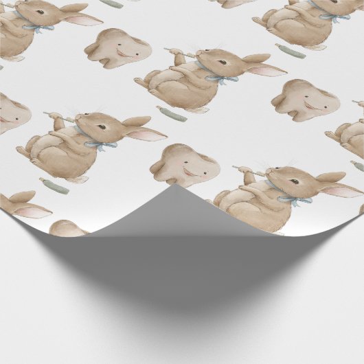Bunny's boy First Tooth Party Geschenkpapier (Ecke)