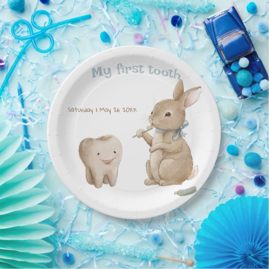 Bunny's boy First Tooth Party Pappteller (Party)