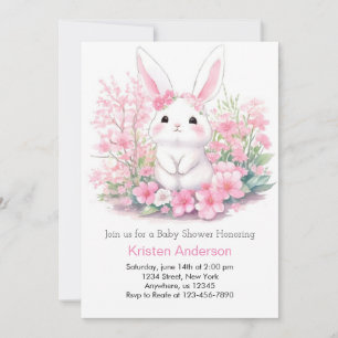 Bunny's Pink Woodland Adventure Baby Shower Einladung