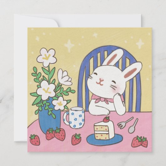 Bunny's Tea Time Illustration Einladung (Vorderseite)