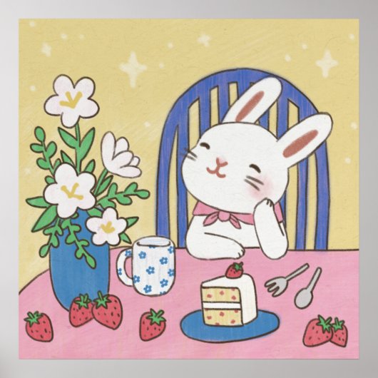 Bunny's Tea Time Illustration Poster (Vorne)