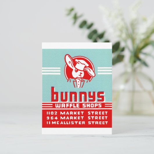 Bunnys Waffle Shops Postkarte (Stehend Vorderseite)
