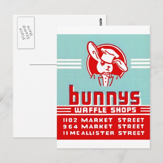 Bunnys Waffle Shops Postkarte (Vorne/Hinten)