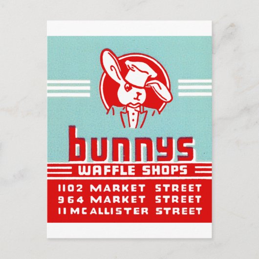 Bunnys Waffle Shops Postkarte (Vorderseite)