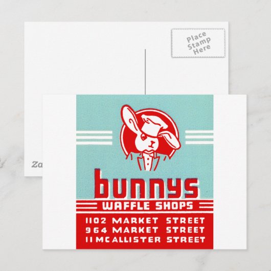 Bunnys Waffle Shops Postkarte (Vorne/Hinten)