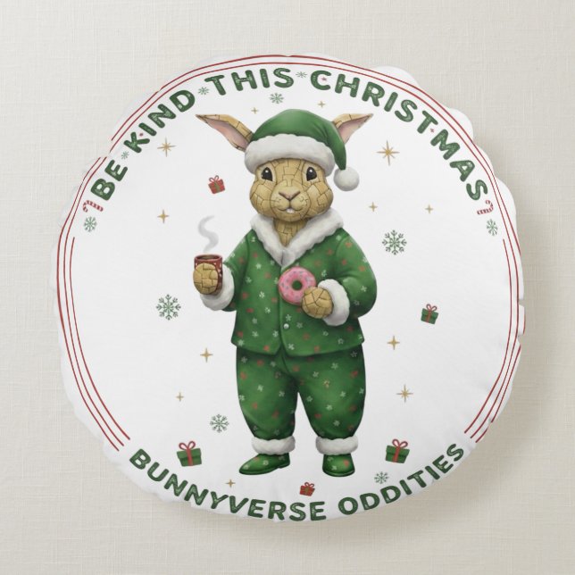 Bunnyverse christmas rundes kissen (Vorderseite)
