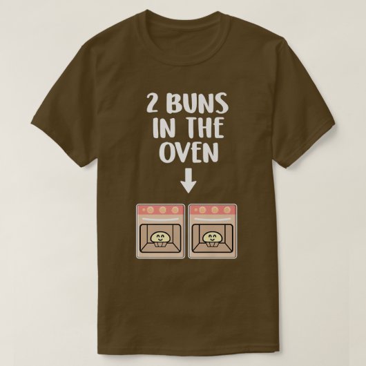 Buns In The Oven Twins Pregnancy Announcement Gend T-Shirt (Design vorne)