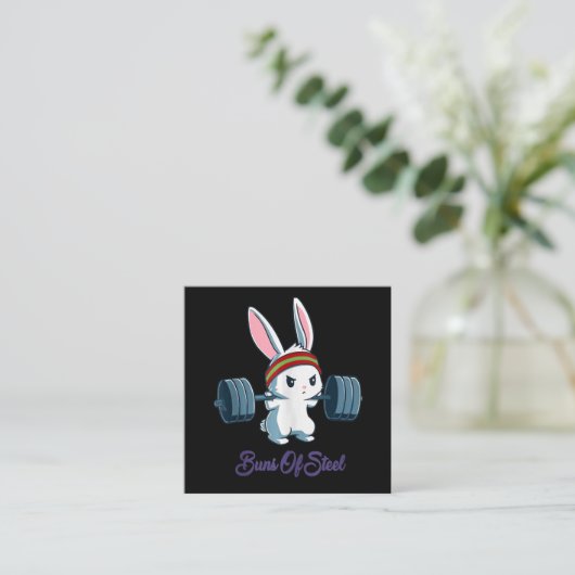 Buns von Sl Ness Rabbit Bunny Lover Gym Workout Quadratische Visitenkarte (Stehend Vorderseite)