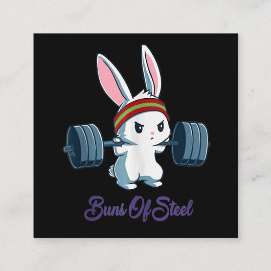 Buns von Sl Ness Rabbit Bunny Lover Gym Workout Quadratische Visitenkarte (Vorderseite)