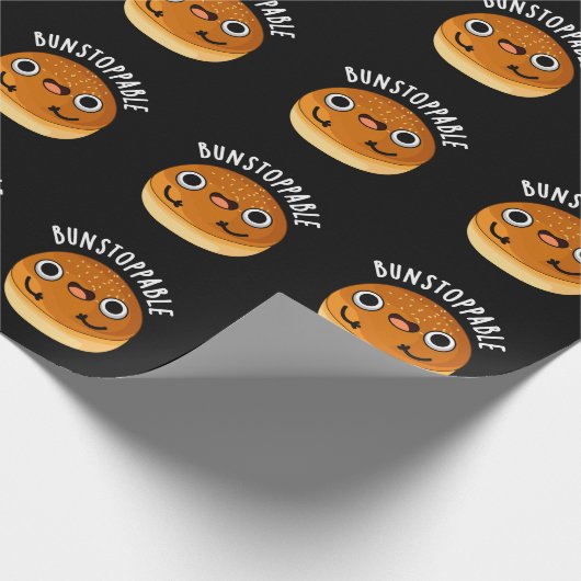 Bunstoppable Funny Bun Pun Dark BG Geschenkpapier (Ecke)