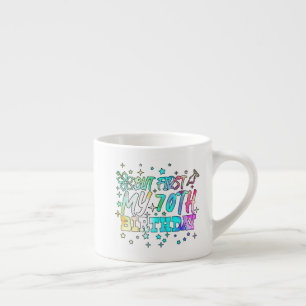 bunt, aber zuerst mein 70. Geburtstag Streifen Tex Espressotasse