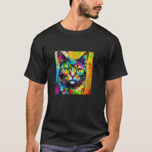 Bunt Bemalte Katze T-Shirt