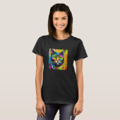 Bunt bemalte Katze T-Shirt (Vorne ganz)
