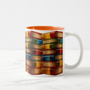 Bunt bemaltes Buch - 3D-Stapel farbenfroher Harzro Zweifarbige Tasse