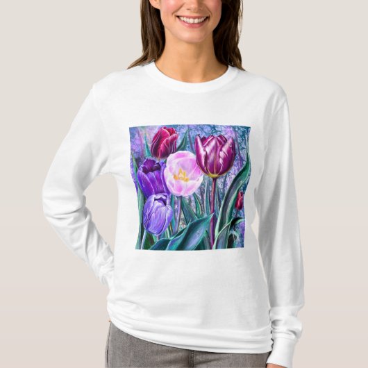 Bunt bemaltes Tulpen T-Shirt (Vorderseite)