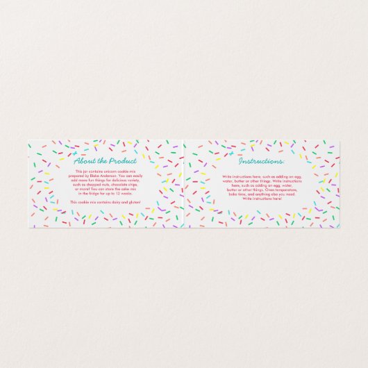 Bunt besprüht selbst gemachte Plätzchen-Mischung Visitenkarten (Innenseite Aufgefaltet)